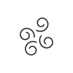 Curls icon. A simple linear representation of four curls, swirls, sawdust, spirals. Isolated vector on pure white background.