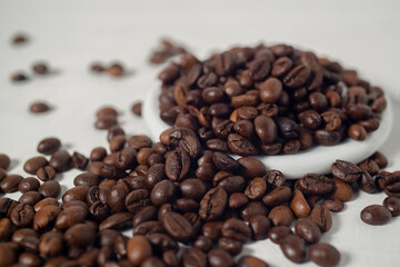 Roasted coffee bean isolated on white background