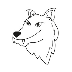 Simple coloring page. Wolf Head to be colored, the coloring book for preschool kids with easy educational gaming level.