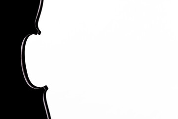 A sihouette of a part of a violin or a viola on a white background