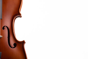 A part of a violin or a viola on a white background - obrazy, fototapety, plakaty