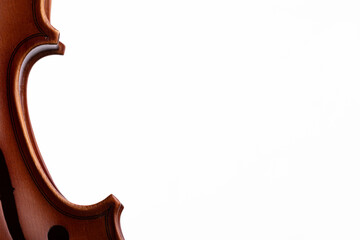 A part of a violin or a viola on a white background