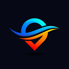 air conditioning logo with pin location shape