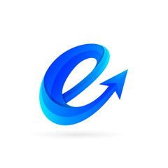 arrow letter e logo for company template