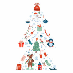 New Year and Christmas vector set for design and printing.