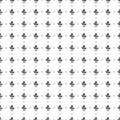 Square seamless background pattern from black sprout symbols are different sizes and opacity. The pattern is evenly filled. Vector illustration on white background