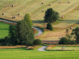 Typical czech landscape after harvest, Šumava mountains, Czech Republic
