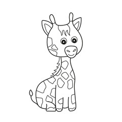 Simple coloring page. Outline clip art to color - giraffe. Black and white image.