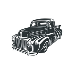 pickup truck silhouette classic - obrazy, fototapety, plakaty