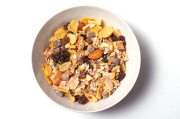 Oat flakes for breakfast in a bowl