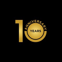 Template logo 10th Anniversary with gold color, Vector, Illustration, EPS10
