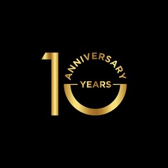 Fototapeta na wymiar Template logo 10th Anniversary with gold color, Vector, Illustration, EPS10