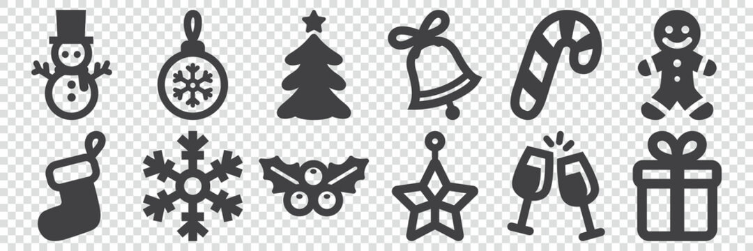 Collection Of Christmas Related Icons. Icons Vector Editable