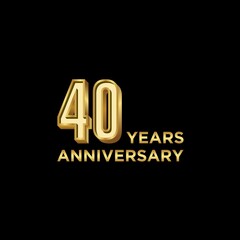 Template logo 40th Anniversary with gold color, Vector, Illustration, EPS10
