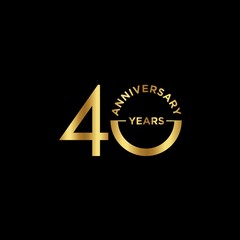 Fototapeta premium Template logo 40th Anniversary with gold color, Vector, Illustration, EPS10