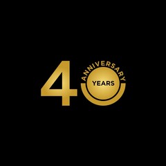Template logo 40th Anniversary with gold color, Vector, Illustration, EPS10
