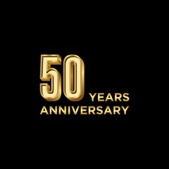 50th Anniversary logo template with gold color, Vector, Illustration, EPS10