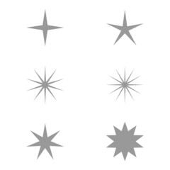 shiny star set with different shape isolated on white background for festive graphic design element