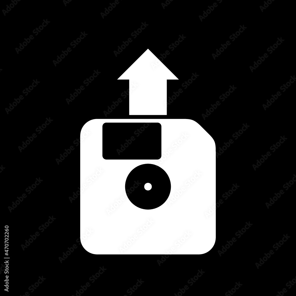 Poster floppy icon in simple style isolated on dark background
