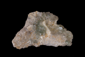 macro mineral fluorite stone on balck background