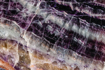 Macro stone mineral Fluorite on a black background