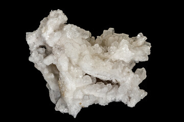 Macro stone calcite mineral on a black background