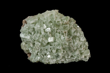 Macro stone Apophyllite mineral on black background