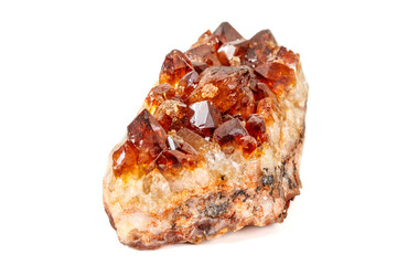 Macro mineral stone Citrine on white background