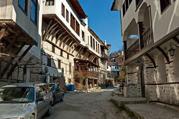 Fototapeta na wymiar View of the old Bulgarian town with traditional houses, Melnik, Bulgaria 
