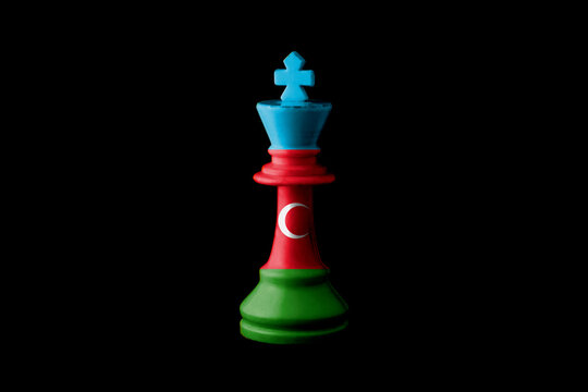 `azerbaijan flags paint over on chess king. 3D illustration.