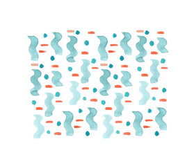 Watercolor pattern poster as teal blue green waves illustration