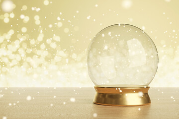 Fototapeta na wymiar empty christmas ball with glowing background of lights