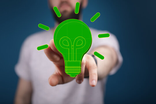 Green energy innovation light bulb with future industry of power generation