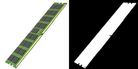 3D rendering illustration of a DDR5 RAM memory module