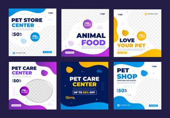 Pet shop banner for social media instagram post template