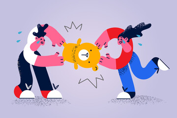 Unhappy kids tear fight plush teddy bear toy 