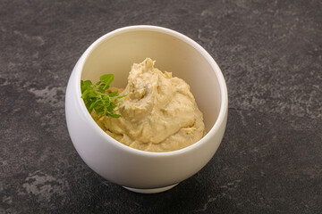 Vegan food - hummus with olive oil