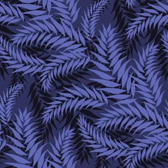 Wall murals Very peri Fern leaves background. Vector seamless pattern