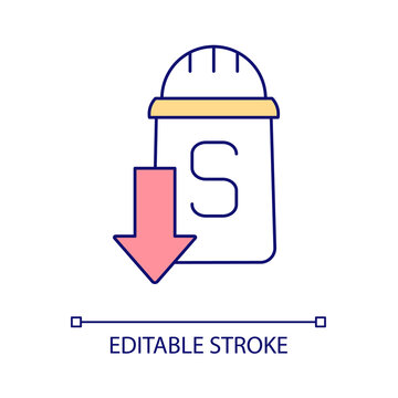 Lower Salt Consumption RGB Color Icon. Sodium Intake Reduction. Healthy Diet. Prevent Disorders Of Heart And Joints. Isolated Vector Illustration. Simple Filled Line Drawing. Editable Stroke