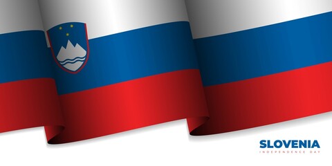 Vector illustration of Waving slovenia flag. Slovenia Independence day template design.