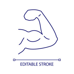 Biceps RGB color icon. Body physique. Trained arm muscles. Sport and fitness. Healthy sportsman. Bodybuilding. Isolated vector illustration. Simple filled line drawing. Editable stroke