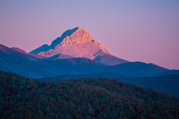 Espigüete Peak seen at sunset from Riaño, Spain