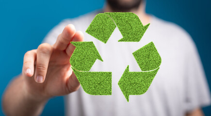 volumetric green recycling sign 3d