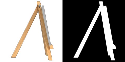 3D rendering illustration of a small tripod with canvas