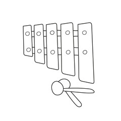 Simple coloring page. Coloring book for children, musical instruments -xylophone on white