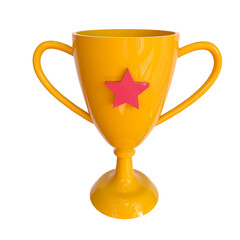 3D icon Golden champion cup with a star isolated on white background. 3d illustration on white background.