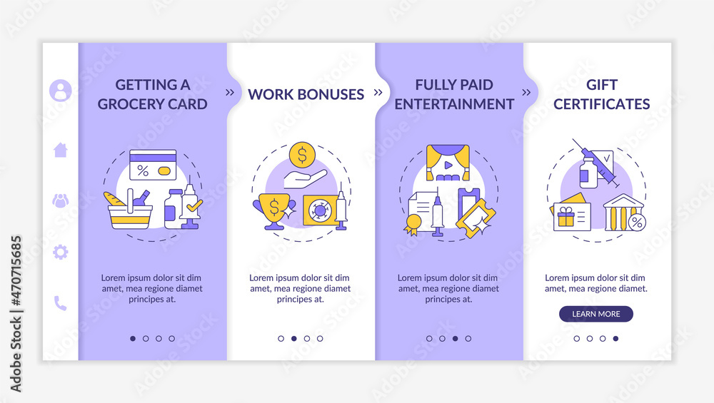 Aufkleber ways to raising vaccination rates onboarding vector template. responsive mobile website with icons. 