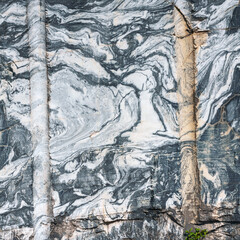abstract drawing on a marble surface from a marble quarry. Karelia. Russia