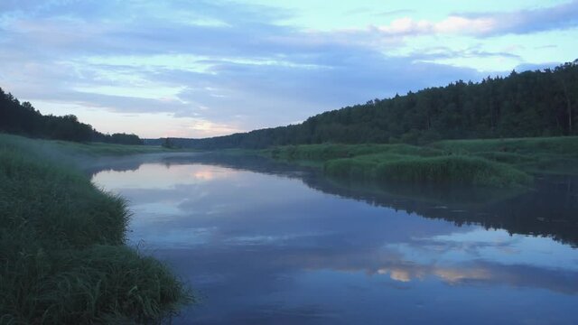 Beautiful summer evening on the river. Evening fishing. Russia.
