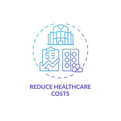 Obraz premium Reduce healthcare costs blue gradient concept icon. Annual checkup benefits abstract idea thin line illustration. Health care. Regular medical survey. Vector isolated outline color drawing